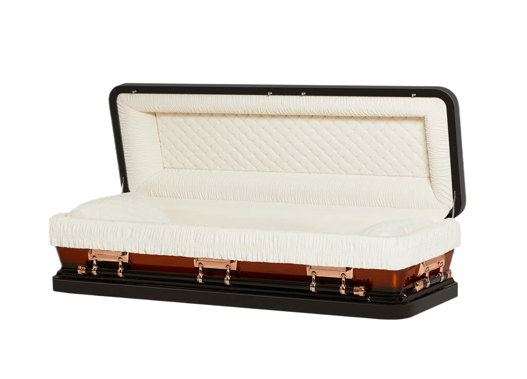Discount Caskets Series Copper Full Couch — bronze 18-gauge steel with ivory velvet interior