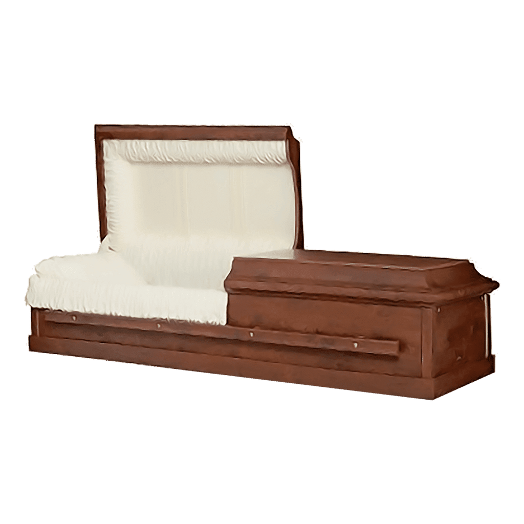 Corbin Wood casket — white interior