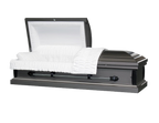 Cosmos Series Gray casket — gray 20-gauge steel with white crepe interior (view 2)