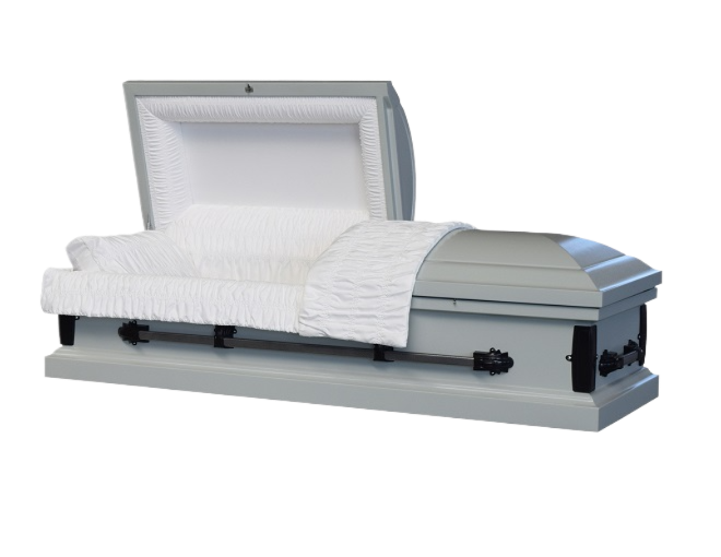 Cosmos Series White casket — white 20-gauge steel with white crepe interior (view 2)