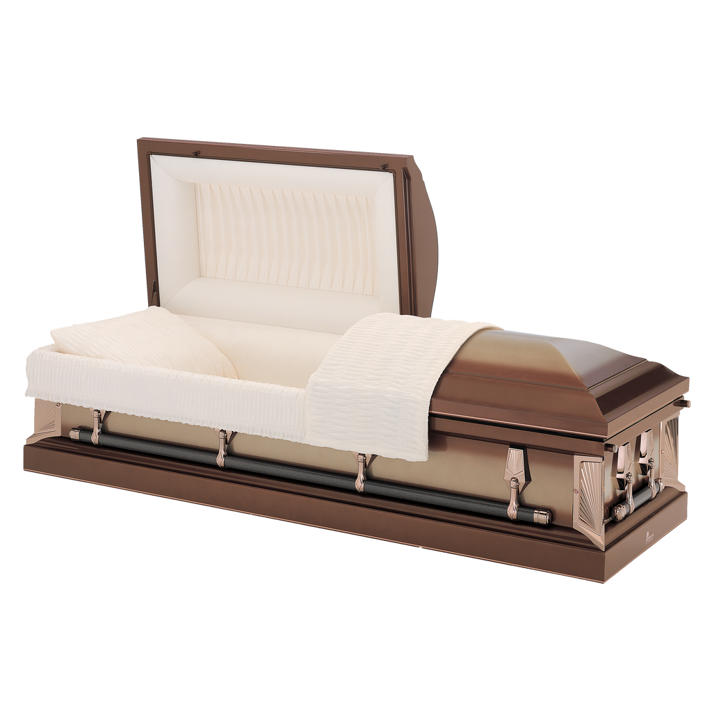 Batesville Desert Sand Casket — desert sand 18-gauge steel with rosetan crepe interior (view 2)