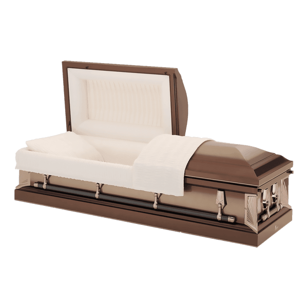 Batesville Desert Sand Casket — desert sand 18-gauge steel with rosetan crepe interior