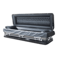 Discount Caskets Series Ebony Full Couch — black 18-gauge steel with black brushed interior