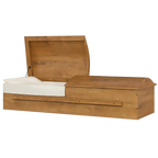 Tribute Series Poplar Wood Walnut Finish casket — solid poplar with ivory velvet interior