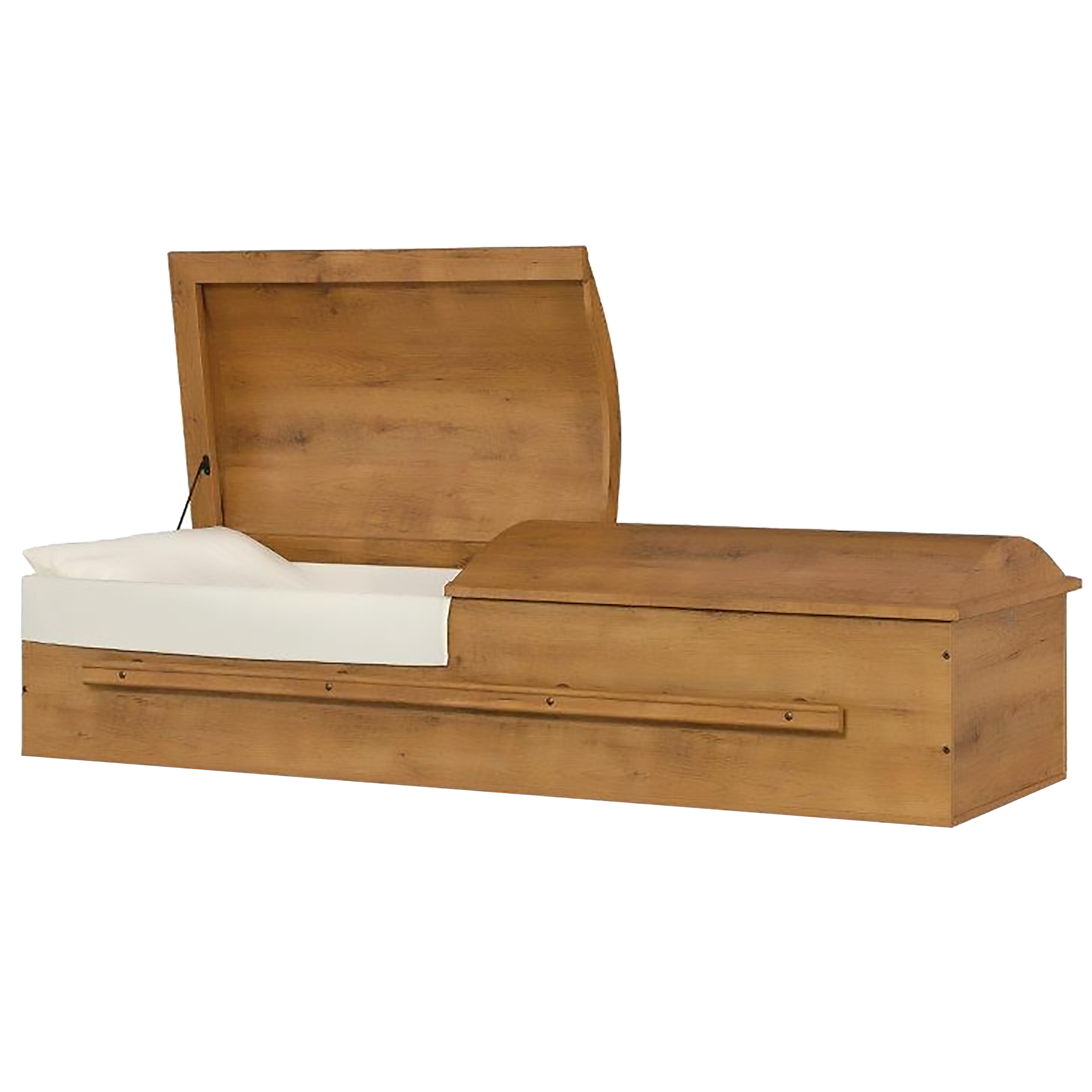 Tribute Series Poplar Wood Walnut Finish casket — solid poplar with ivory velvet interior