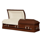 Tribute Series Poplar Wood Walnut Finish casket — solid poplar with ivory velvet interior (view 2)