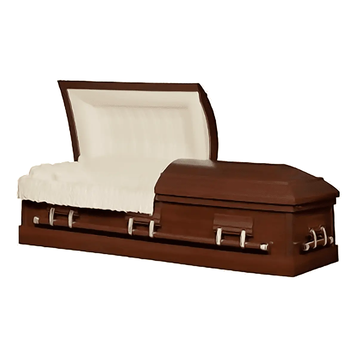 Tribute Series Poplar Wood Walnut Finish casket — solid poplar with ivory velvet interior (view 2)