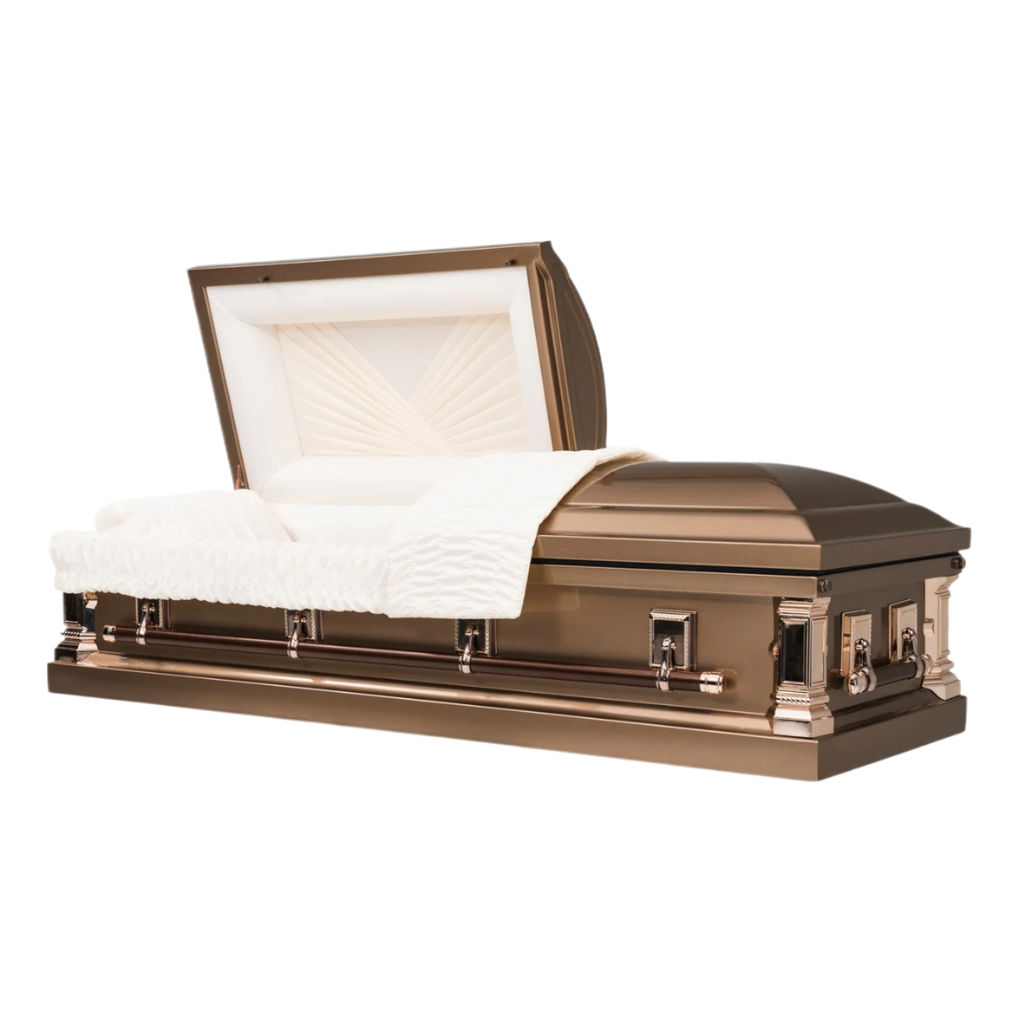 Galaxy Horizon Bronze casket — bronze 18-gauge steel with ivory crepe interior
