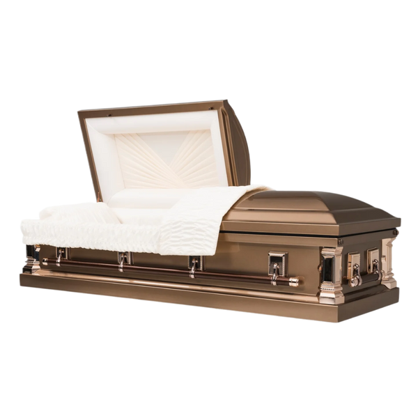 Galaxy Horizon Bronze casket — bronze 18-gauge steel with ivory crepe interior