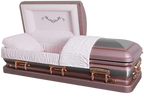 Galaxy Lavender casket — pink 18-gauge steel with pink brushed interior (view 2)
