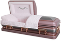 Galaxy Lavender casket — pink 18-gauge steel with pink brushed interior