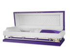 Galaxy Purple Full Couch casket — purple 20-gauge steel with white crepe interior (view 2)