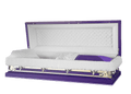 Galaxy Purple Full Couch casket — purple 20-gauge steel with white crepe interior