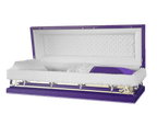 Galaxy Purple Full Couch casket — purple 20-gauge steel with white crepe interior
