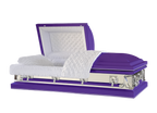 Galaxy Purple casket — purple 20-gauge steel with white crepe interior (view 2)