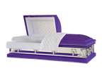 Galaxy Purple casket — purple 20-gauge steel with white crepe interior