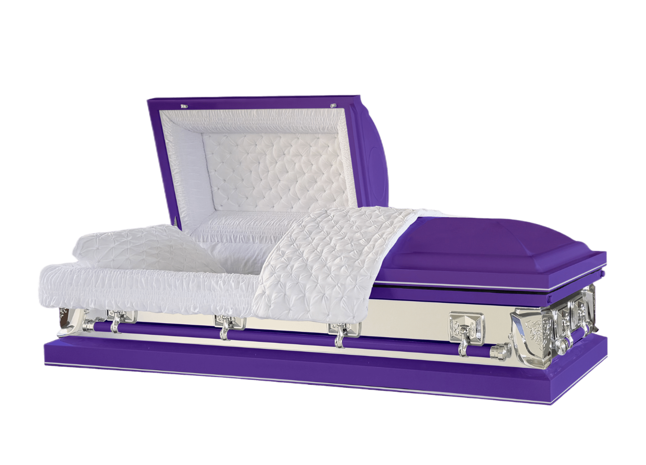 Galaxy Purple casket — purple 20-gauge steel with white crepe interior