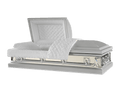 Galaxy Silver casket — silver 20-gauge steel with white crepe interior