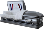 Galaxy Veteran Silver casket — silver 18-gauge steel with white velvet interior (view 2)