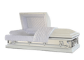 Galaxy White casket — white 20-gauge steel with white crepe interior