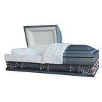 Gemini Series Blue casket — light blue 18-gauge steel with light blue velvet interior (view 2)