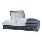 Gemini Series Blue casket — light blue 18-gauge steel with light blue velvet interior (view 3)