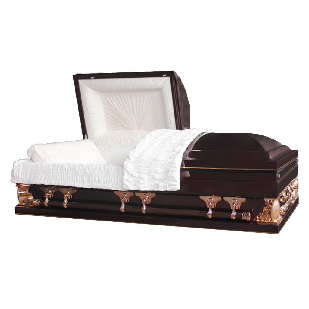 Gemini Series Burgundy casket — burgundy 18-gauge steel with ivory velvet interior (view 2)
