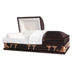 Gemini Series Burgundy casket — burgundy 18-gauge steel with ivory velvet interior (view 2)
