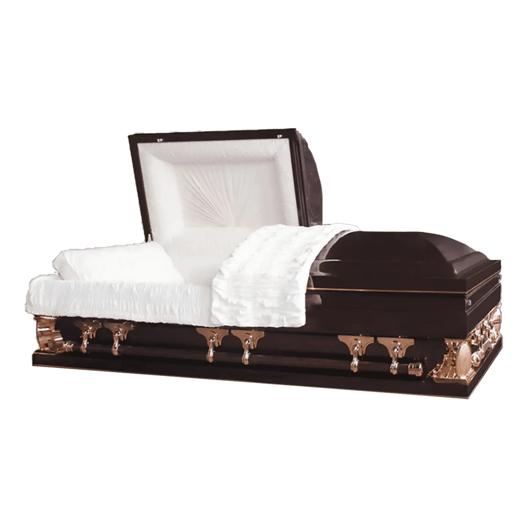 Gemini Series Burgundy casket — burgundy 18-gauge steel with ivory velvet interior (view 3)