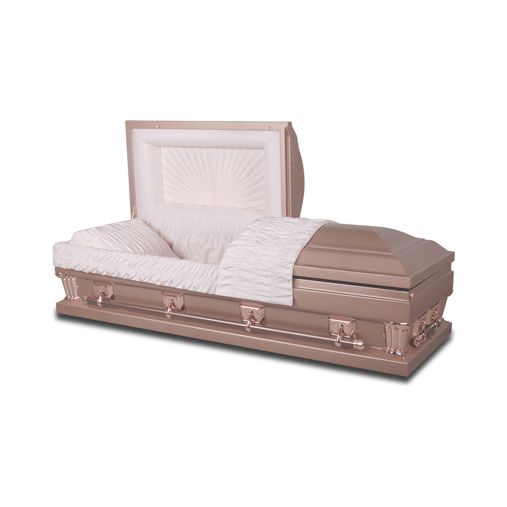 Gemini Series Champagne casket — champagne 20-gauge steel with rosetan crepe interior (view 2)