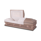 Gemini Series Champagne casket — champagne 20-gauge steel with rosetan crepe interior (view 2)