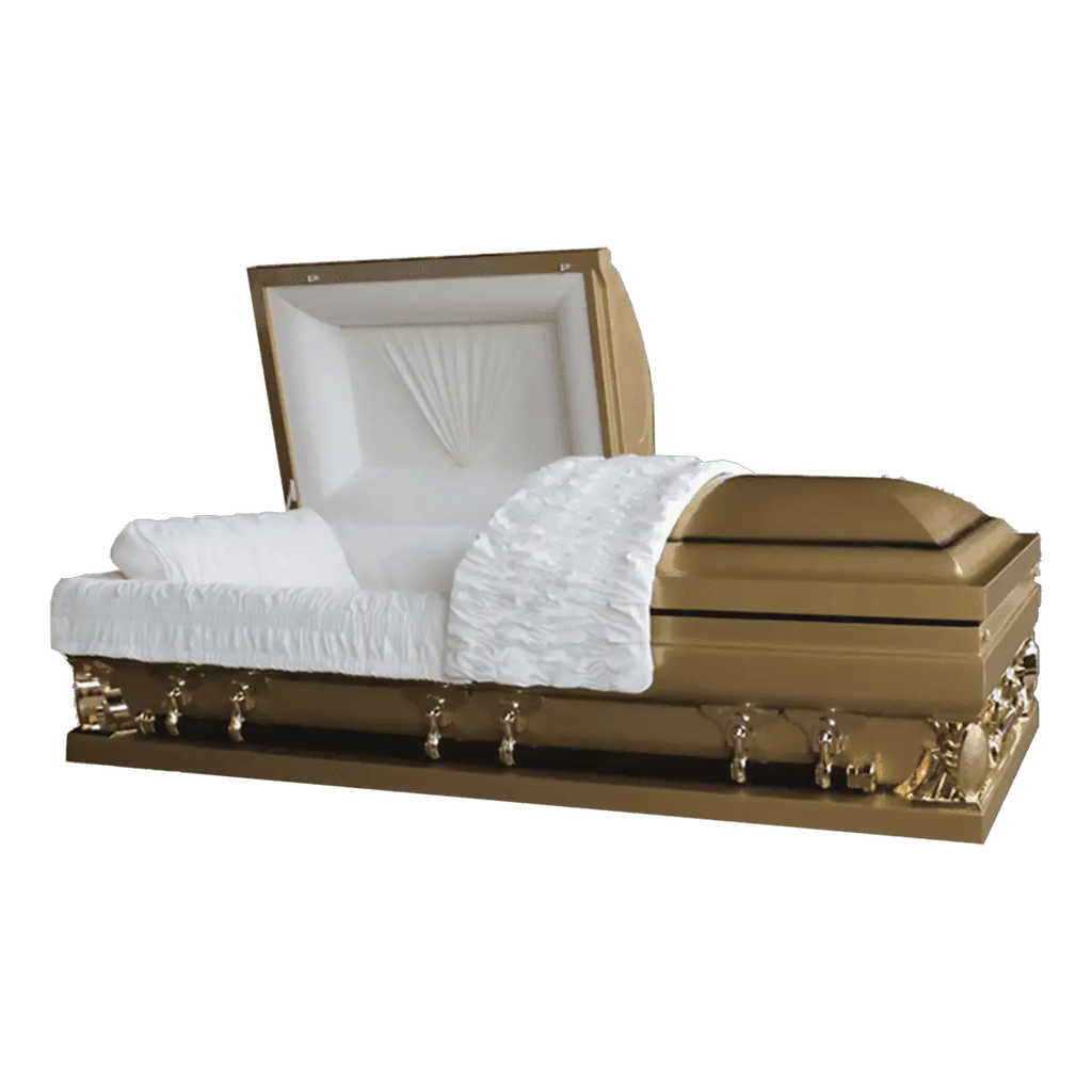 Gemini Series Gold Casket — gold 18-gauge steel with ivory velvet interior (view 3)