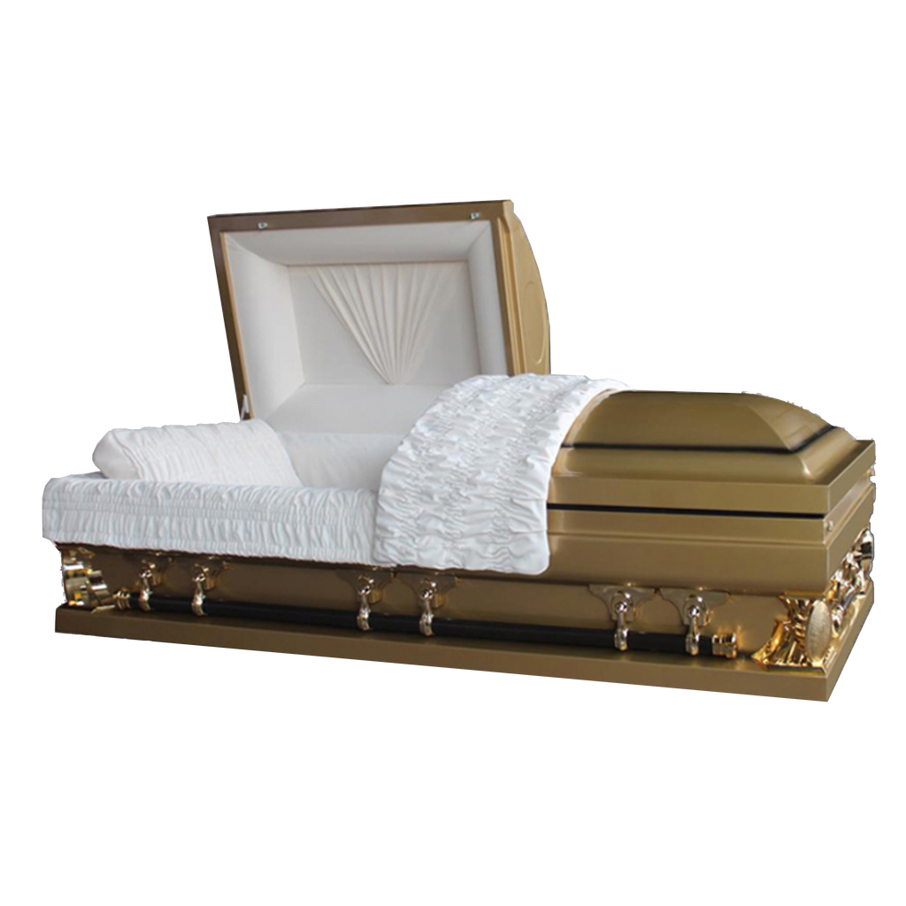 Gemini Series Gold Casket — gold 18-gauge steel with ivory velvet interior (view 2)