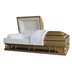Gemini Series Gold Casket — gold 18-gauge steel with ivory velvet interior (view 2)