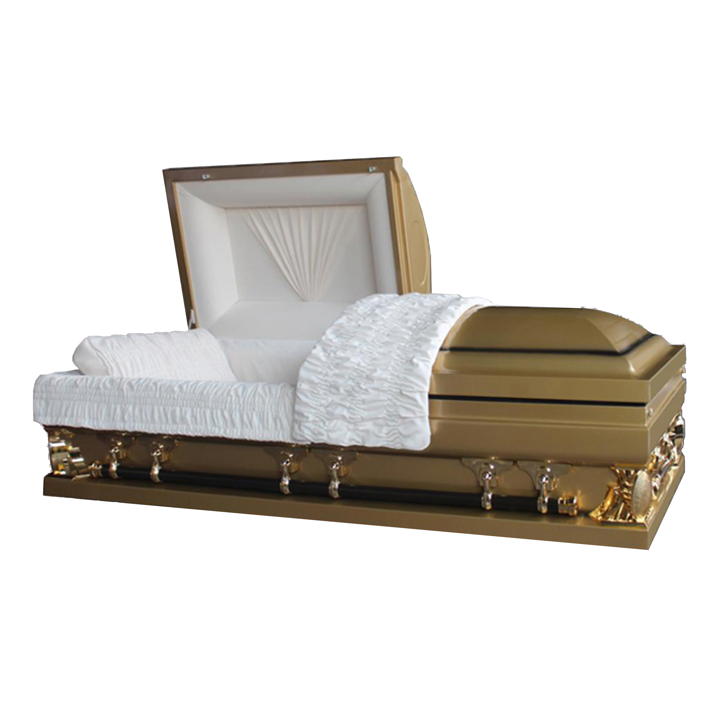 Gemini Series Gold Casket — gold 18-gauge steel with ivory velvet interior (view 2)