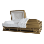 Gemini Series Gold Casket — gold 18-gauge steel with ivory velvet interior
