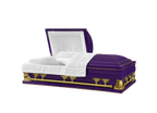 Gemini Series Purple casket — purple 18-gauge steel with white velvet interior (view 2)