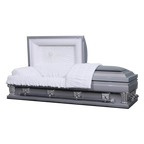 Gemini Series Silver casket — silver 18-gauge steel with white velvet interior (view 2)