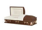 Gemini Series Woods casket — brown 18-gauge steel with ivory velvet interior (view 2)