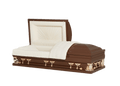 Gemini Series Woods casket — brown 18-gauge steel with ivory velvet interior