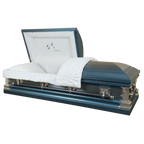 Going Home casket — black 18-gauge steel with white velvet interior (view 2)
