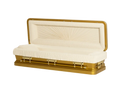 Discount Caskets Series Gold Full Couch — gold 18-gauge steel with ivory velvet interior