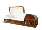 Harmony Oak Casket — solid oak with almond velvet interior (view 2)