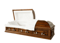 Harmony Oak Casket — solid oak with almond velvet interior