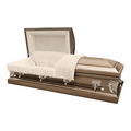 Infinite Gold casket — bronze 20-gauge steel with ivory crepe interior