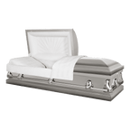 Infinite Silver casket — silver 20-gauge steel with white crepe interior