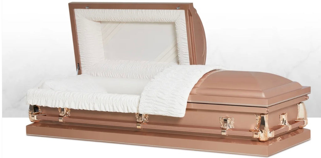 Infinite Gold casket — bronze 20-gauge steel with ivory crepe interior (view 3)