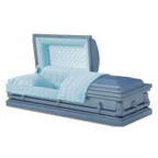 Jefferson Blue casket — blue 20-gauge steel with blue interior (view 2)