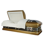King Gold Caskets — gold 18-gauge steel with velvet interior (view 2)