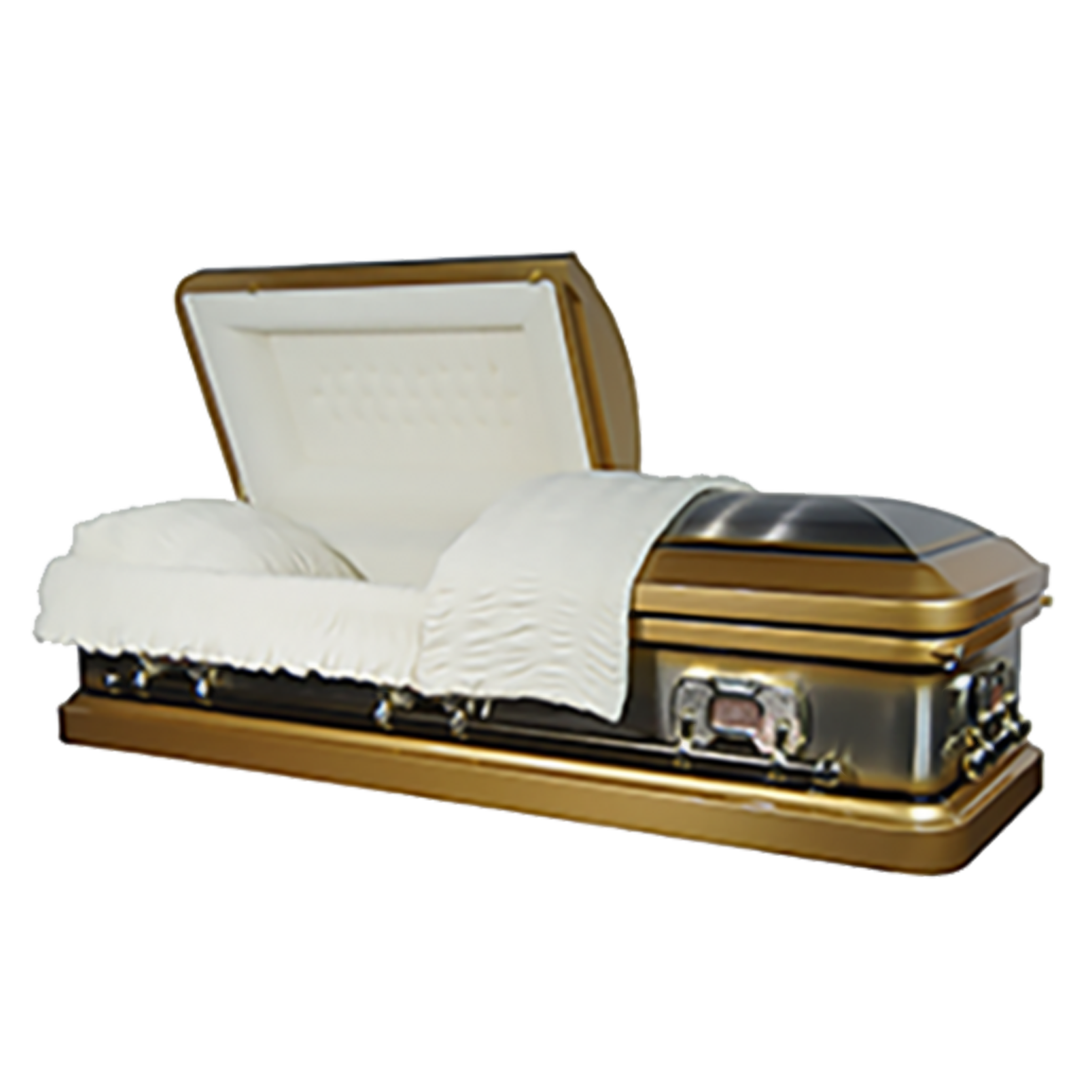 King Gold Caskets — gold 18-gauge steel with velvet interior (view 2)